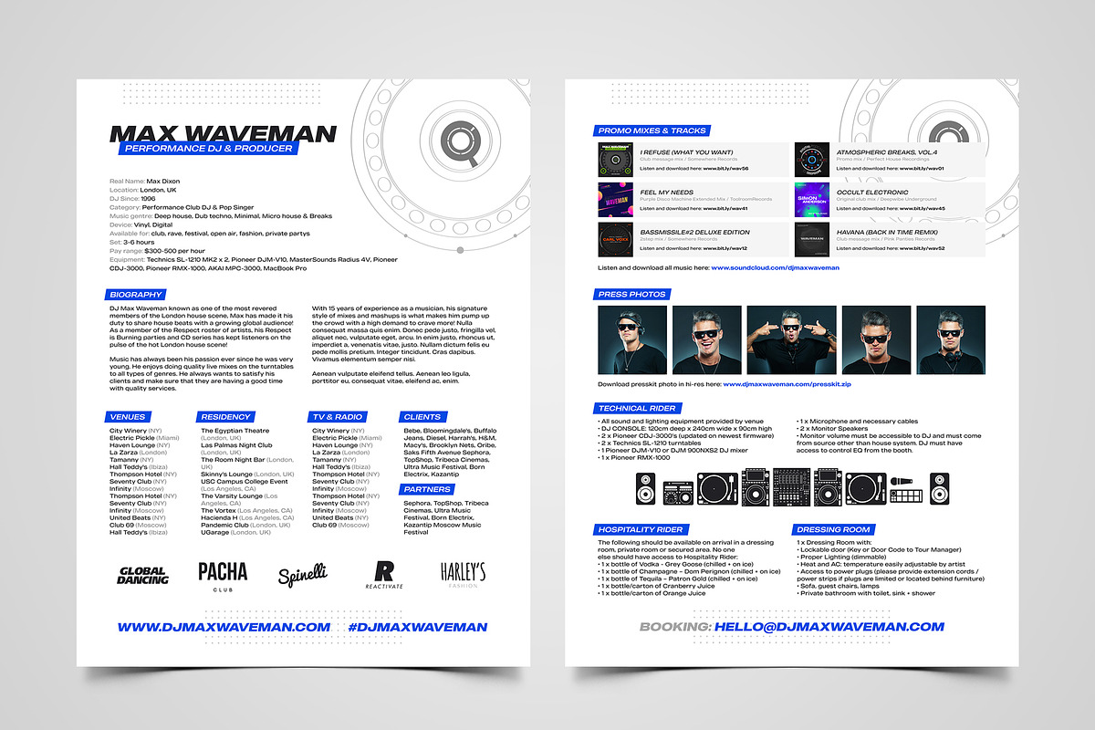 DJ Press Kit / Resume template preview 2