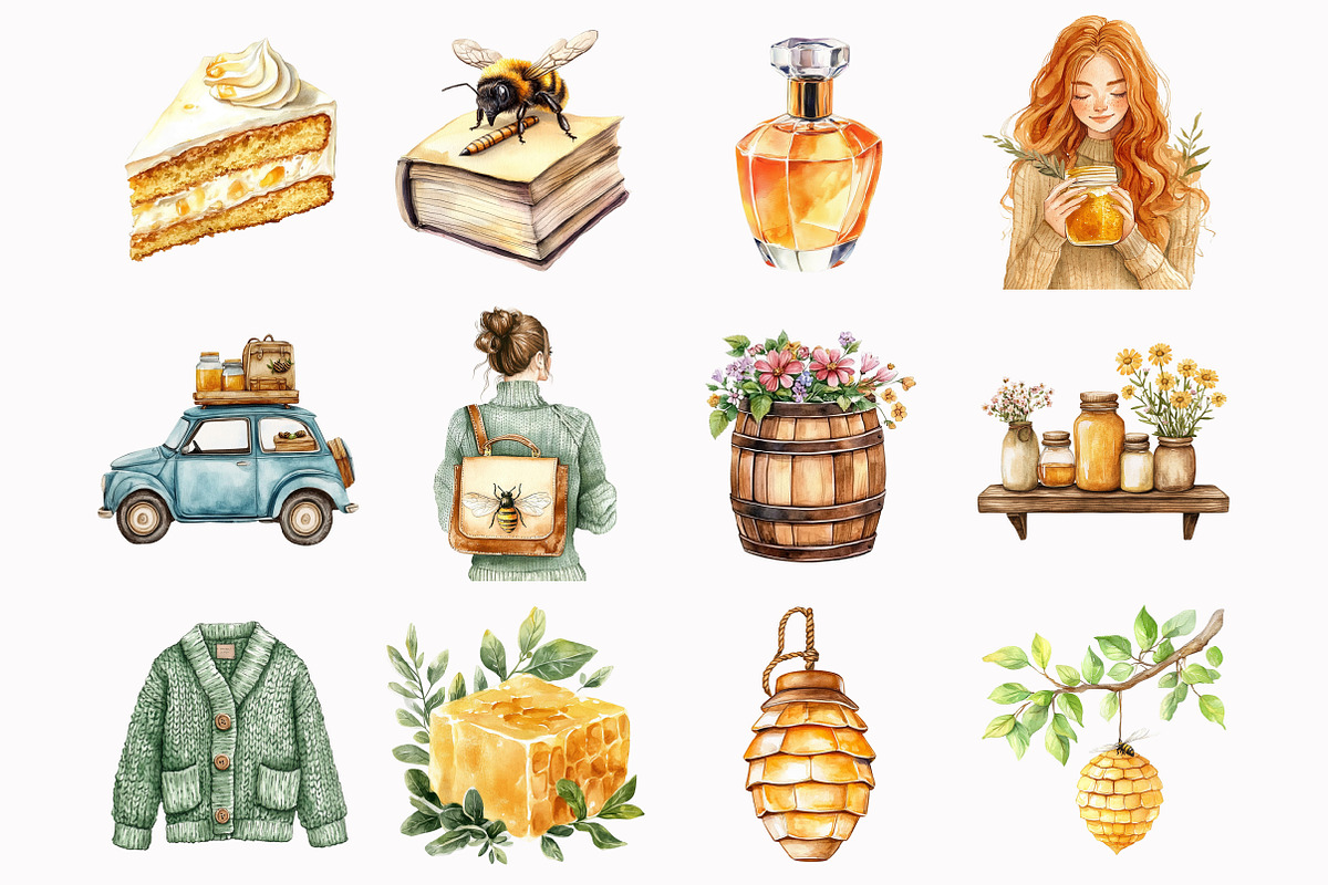 Watercolor Honey Garden Clipart, an Illustration by Design Market (Photo 4 of 5)