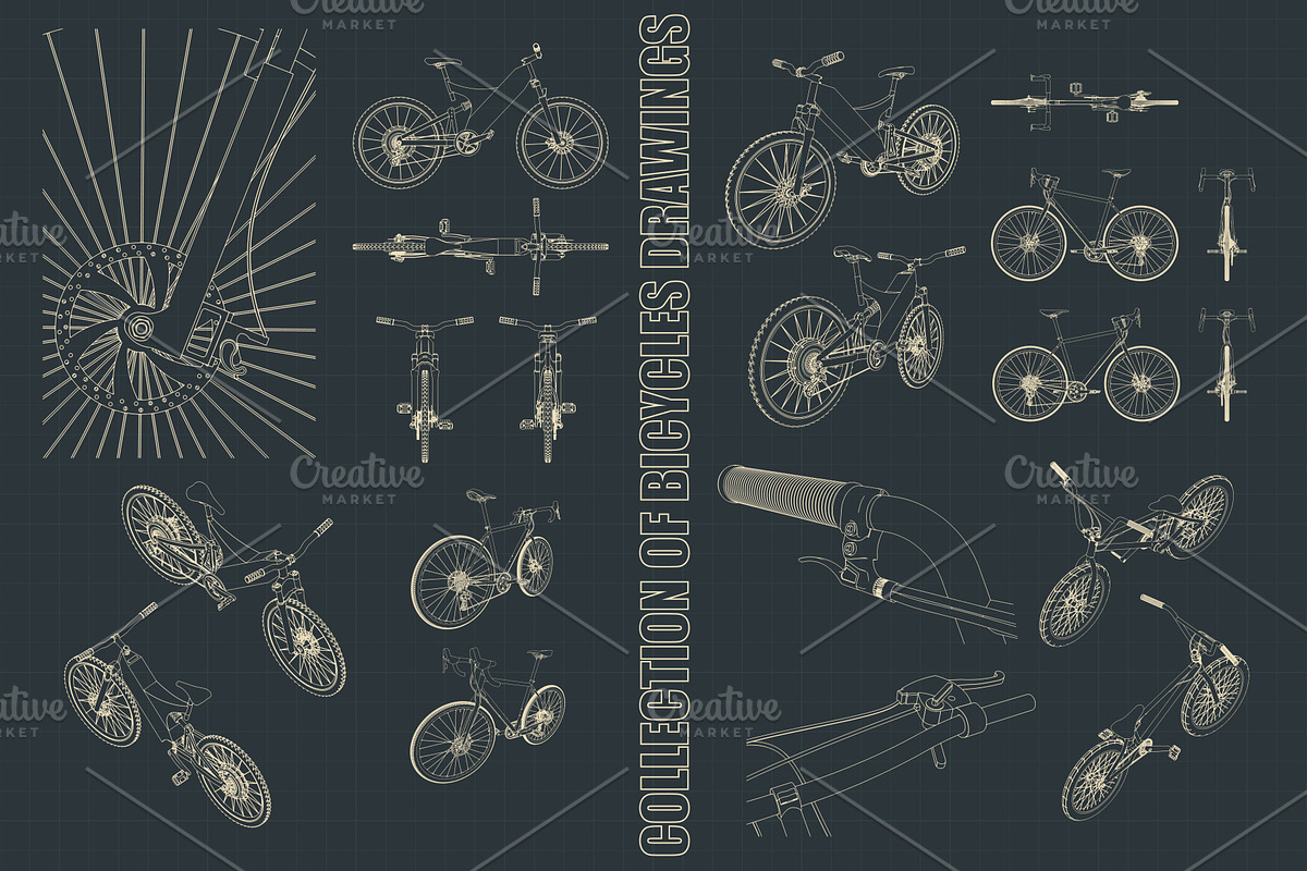 Bicycles drawings Set, an Illustration by Blacklight (Photo 1 of 8)