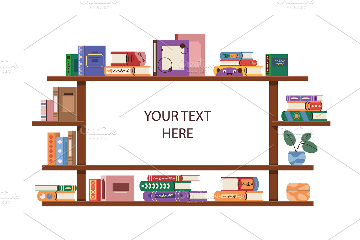 Bookshelf frame with text. Vector, an Education Illustration by Elegant Solution