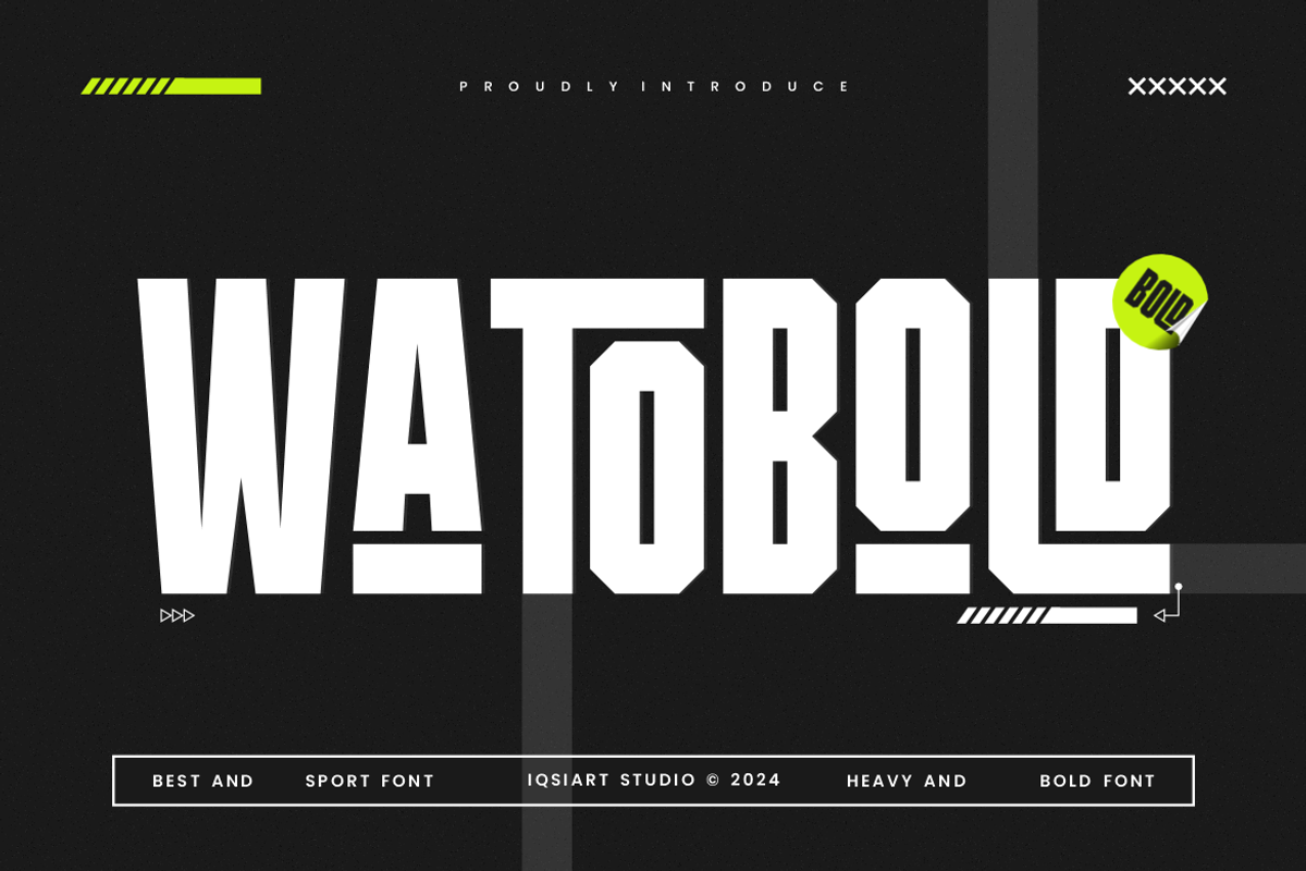 Watobold - Sport Tall Font, a Sans Serif Font by Iqsiart Studio (Photo 1 of 7)