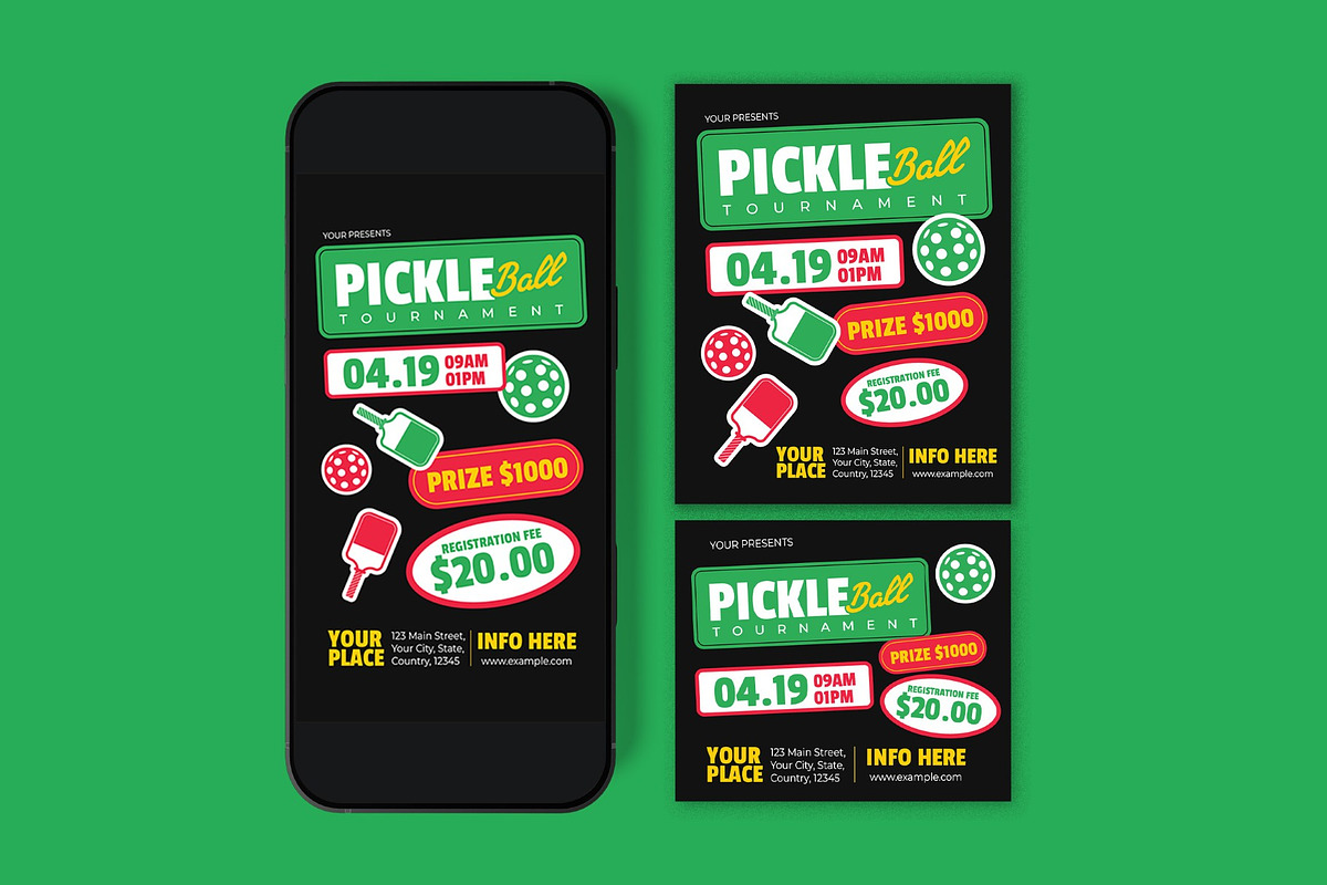 Pickleball Tournament Flyer, a Flyer Template by graphicook (Photo 3 of 3)