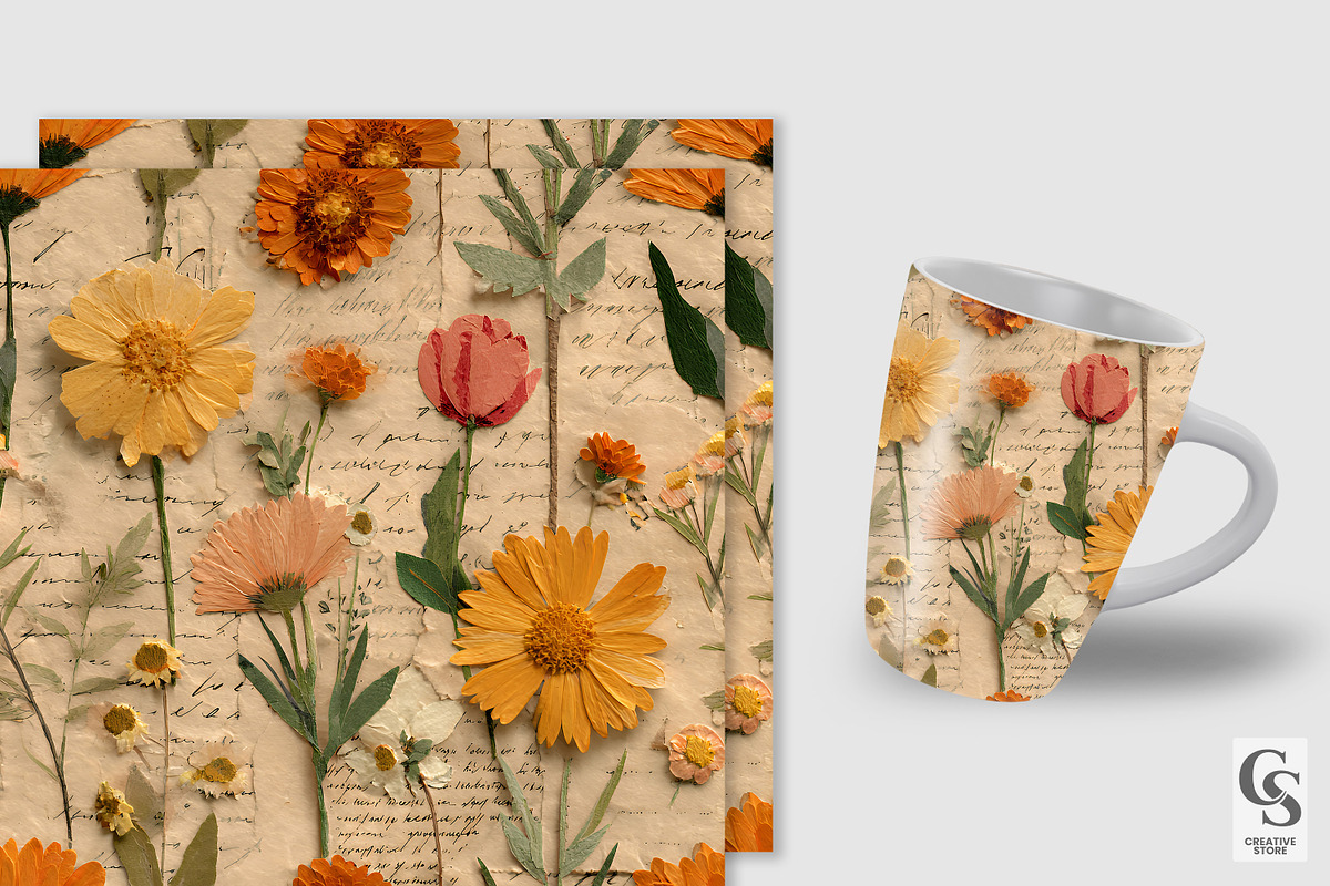 Vintage Scrapbook Flowers Pattern, a Pattern Graphic by Creative Store (Photo 2 of 5)