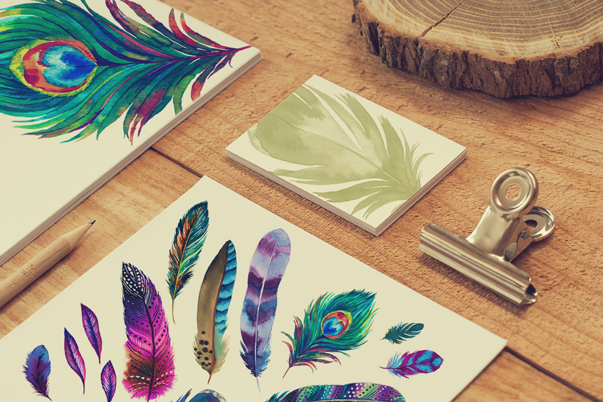 Watercolor Feathers, a Decorative Illustration by RosaPompelmo (Photo 2 of 4)