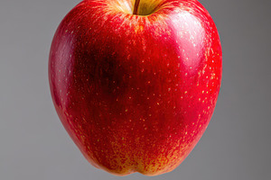 Fresh red apple on grey background, a Food & Drink Photo by AlyaAnd