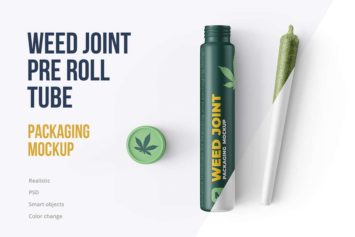 Weed Joint Pre-Roll Tubes 4 PSD, a Cups & Container Mockup by easymock (Photo 1 of 12)