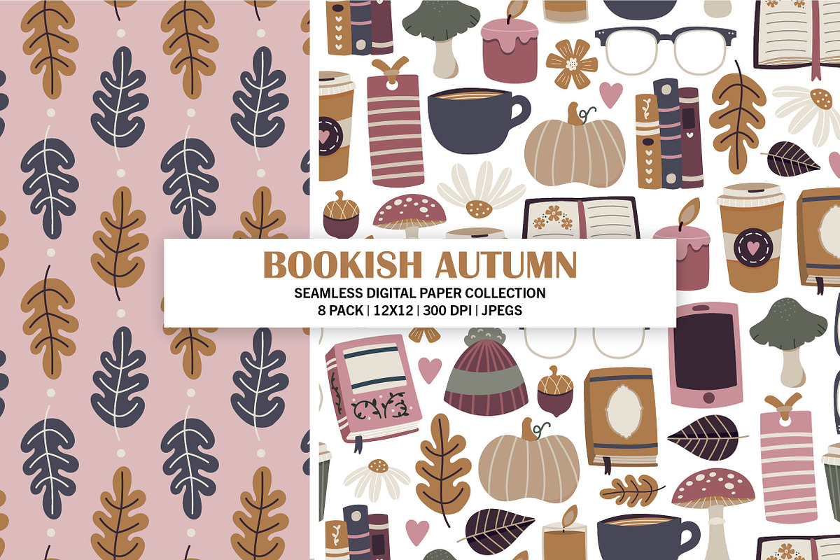 Bookish Autumn Seamless Patterns, a Pattern Graphic by Alanna Messina Design Co (Photo 2 of 8)