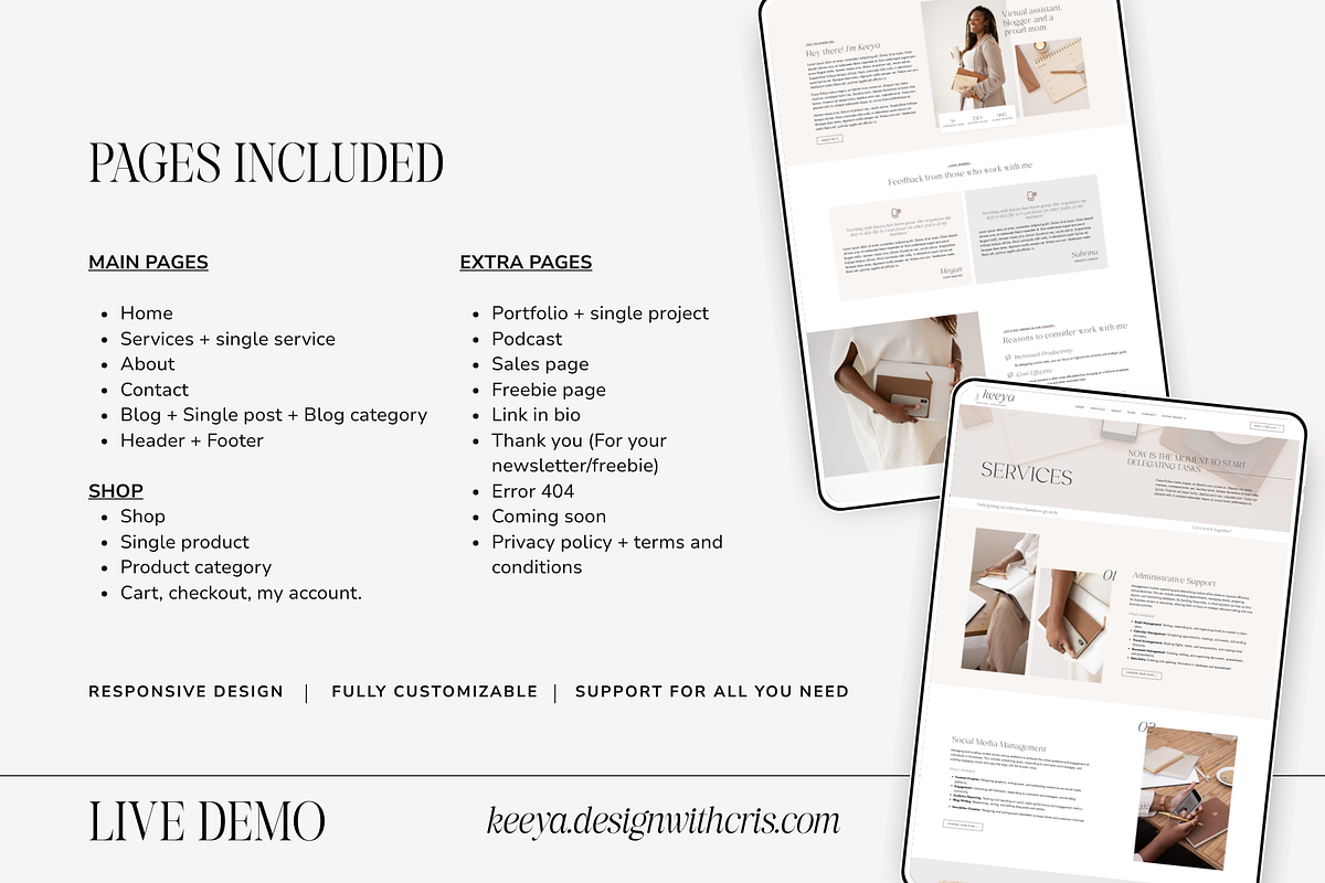 Keeya | WordPress, Elementor pro, a WordPress Template by DesignWithCris (Photo 3 of 6)