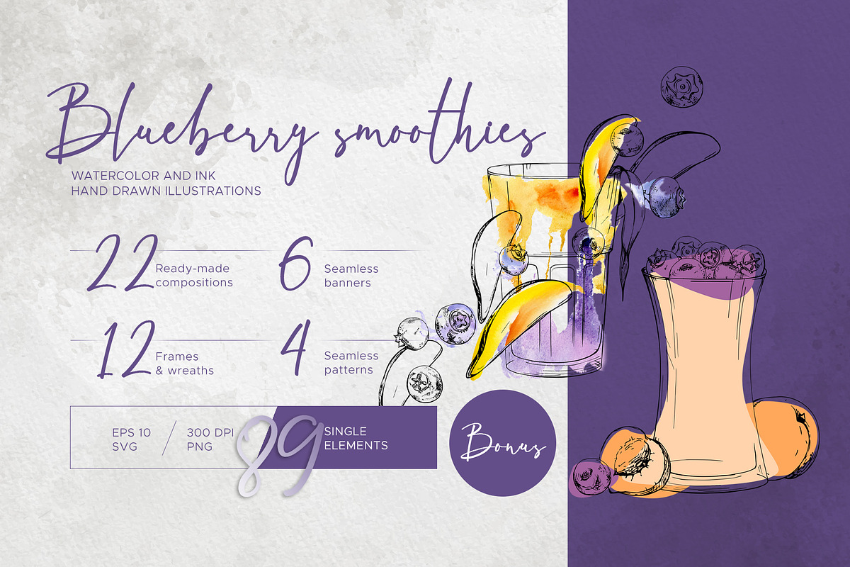 Blueberry smoothies & milkshakes, a Food Illustration by MsFlaffy (Photo 1 of 18)