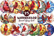Stained Glass Cardinal Bird Clipart, an Illustration by CreationArt (Thumbnail 1 of 5)