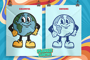 Retro Earth Globe Cartoon Character, an Illustration by Tekuni (Thumbnail 3 of 10)