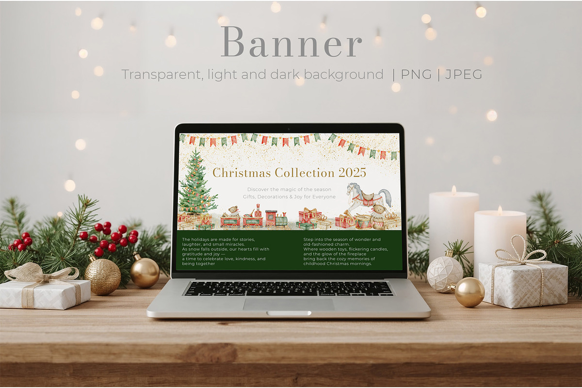 Christmas vintage watercolor clipart, an Illustration by Alisles (Photo 7 of 12)