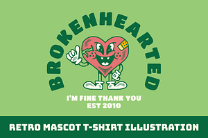 Retro Brokenhearted Love Mascot