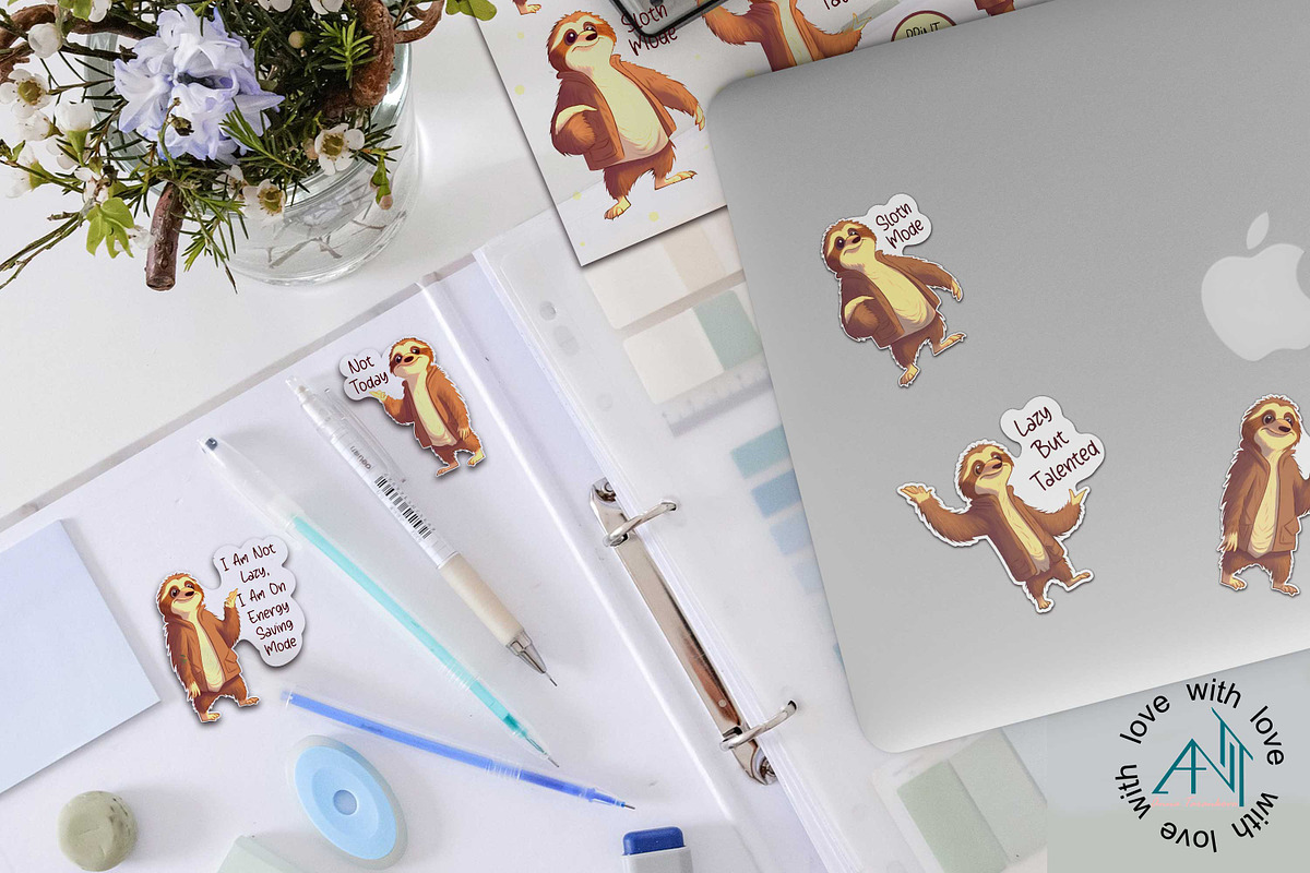 Cute Sloth Cartoons | Printable Stic, a Stationery Template by Big Squirrel (Photo 3 of 4)