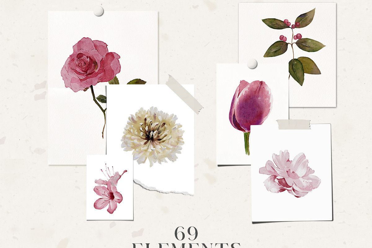 Watercolor Flowers & Leaves, a Decorative Illustration by Damian Roh (Photo 4 of 20)