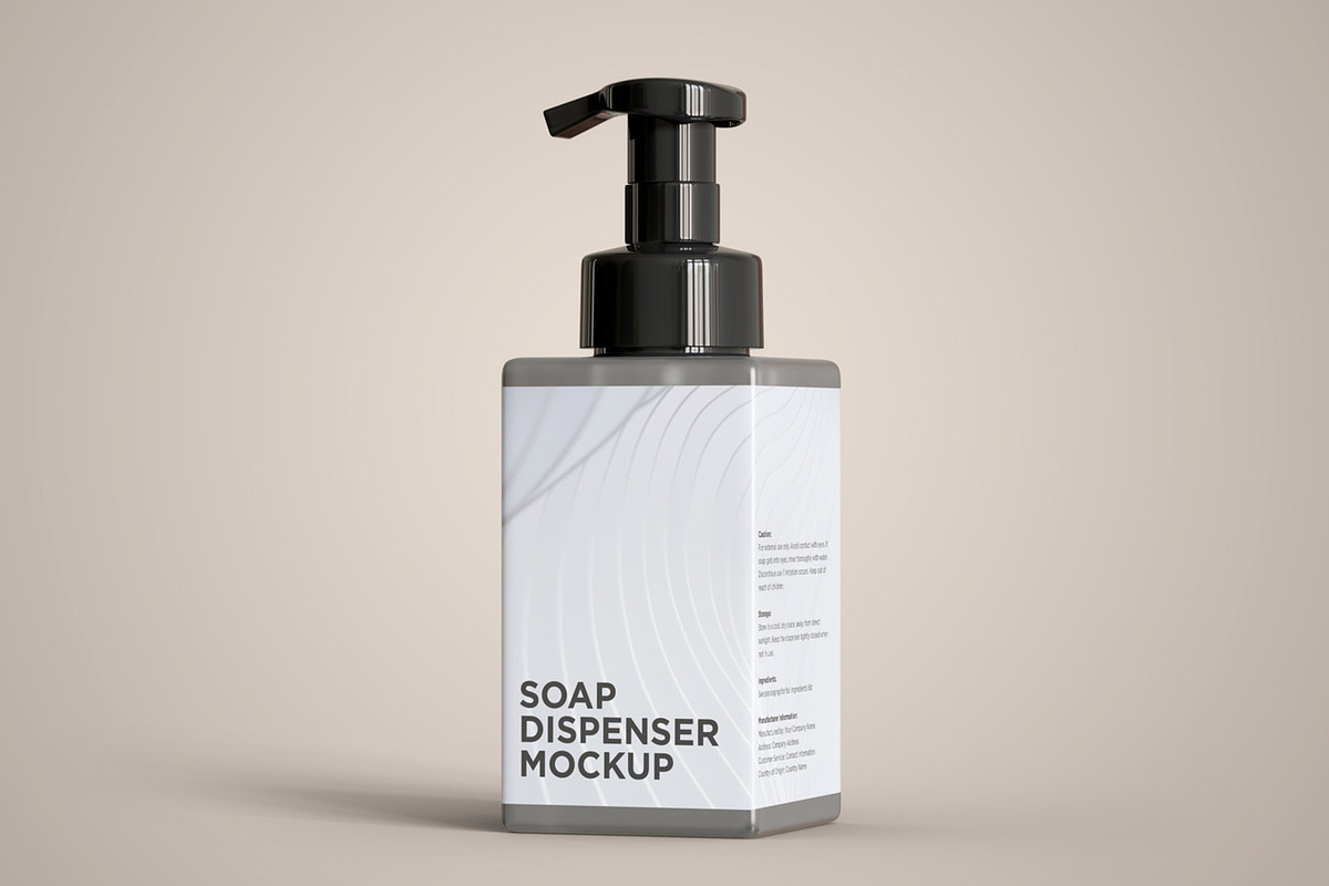 Soap Dispenser Square Bottle Mockup, a Packaging Mockup by Muhazdinata (Photo 9 of 18)