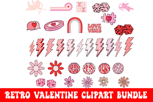 Retro Valentine Day Clipart Bundle