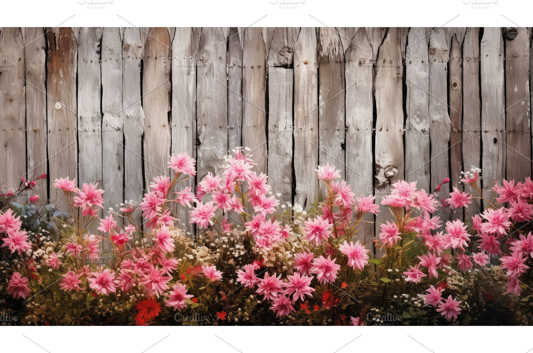 decor wood with flowers ai generated, a Nature Photo by pikepicture