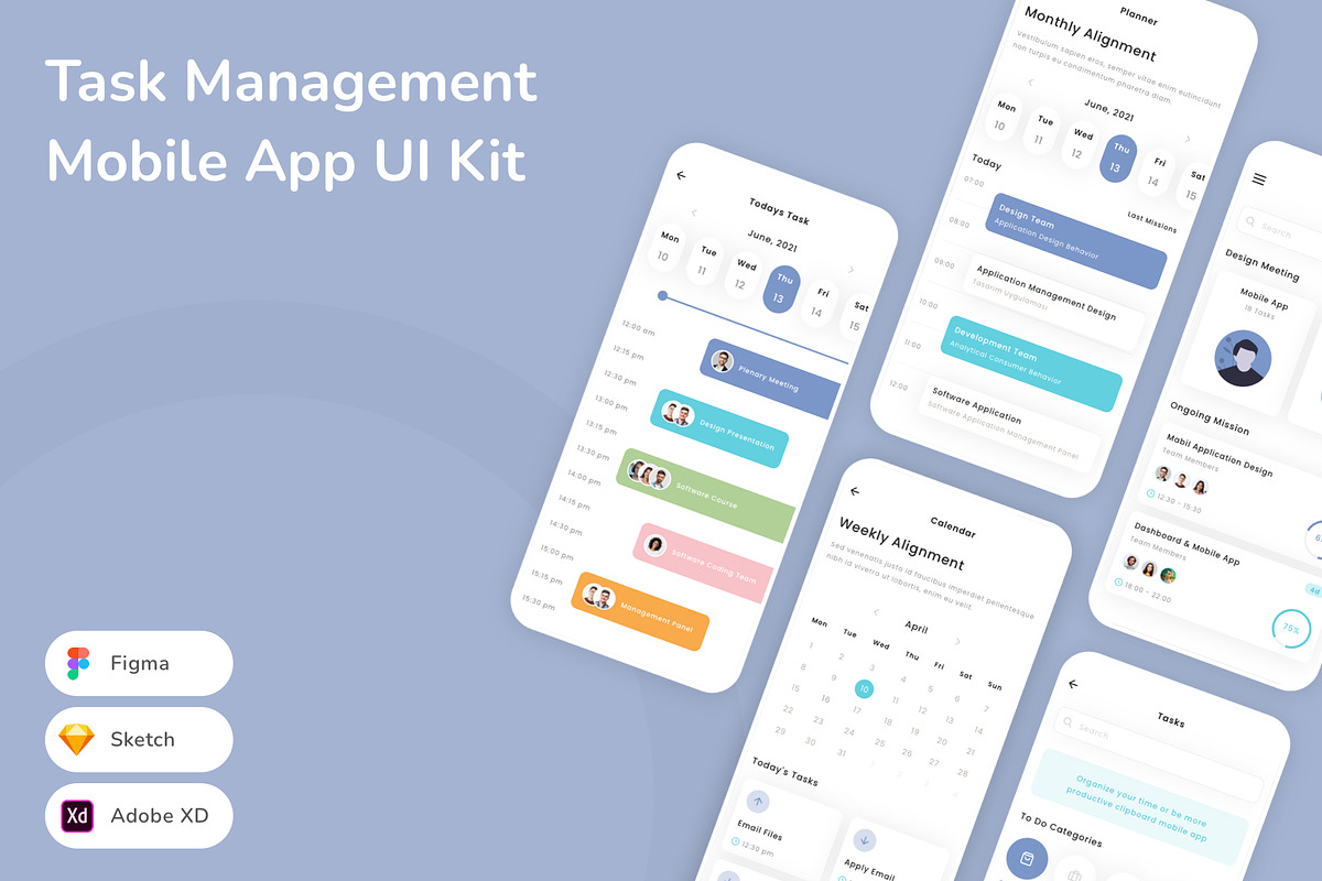 Task Management Mobile App UI Kit, an UI Kit Template by Betush