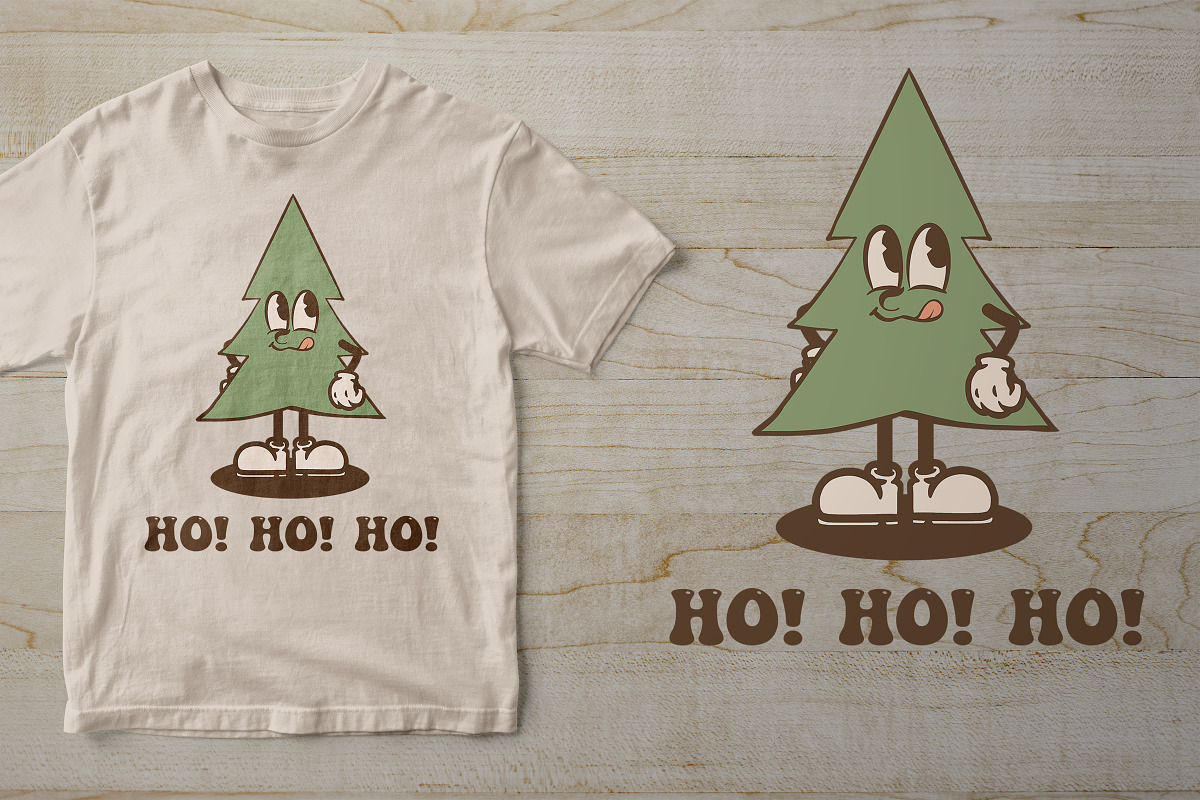 Christmas Tree Vintage Cartoon, an Illustration by vectstudio (Photo 4 of 5)