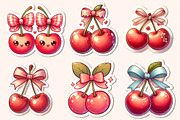 Kawaii Cherry with Bow Sticker PNG, an Illustration by Dream Creation (Thumbnail 3 of 6)