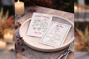 Wedding Menu Canva Template bd003, a Card Template by TyphoonStudio