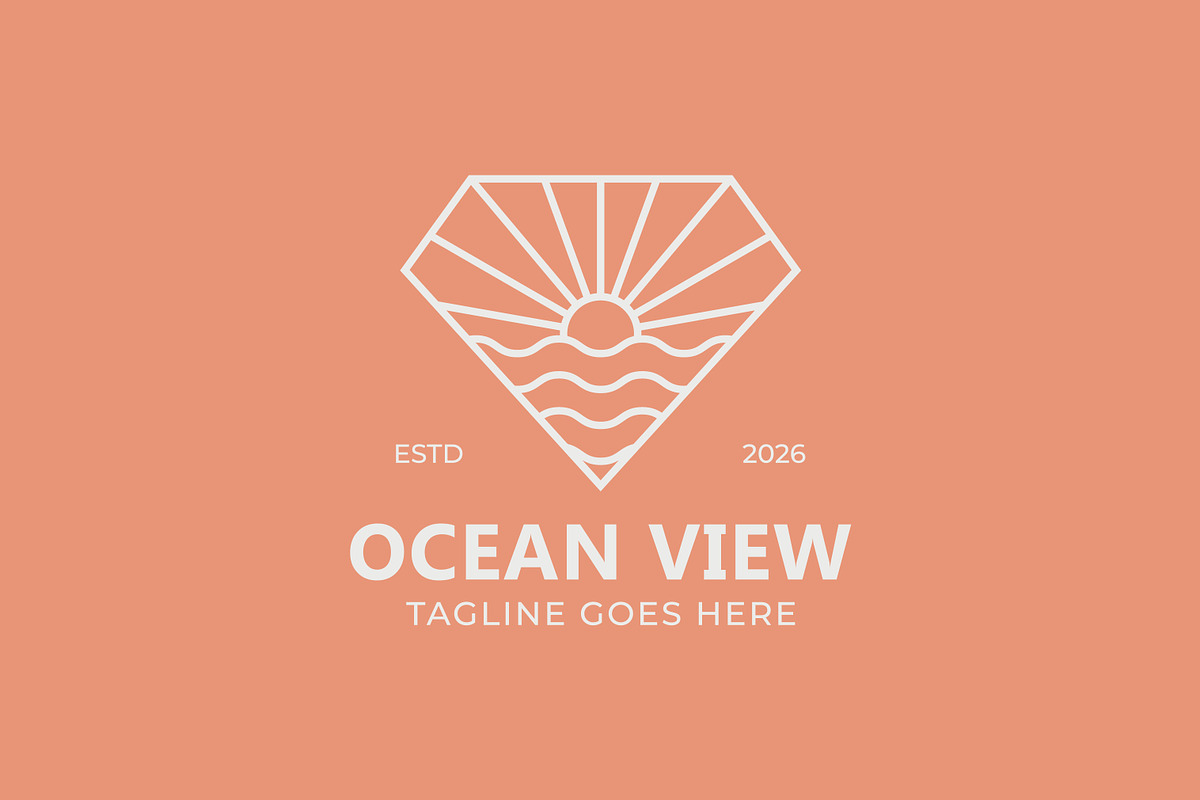Ocean view sunset diamond logo, a Branding & Logo Template by Signatoro (Photo 2 of 3)