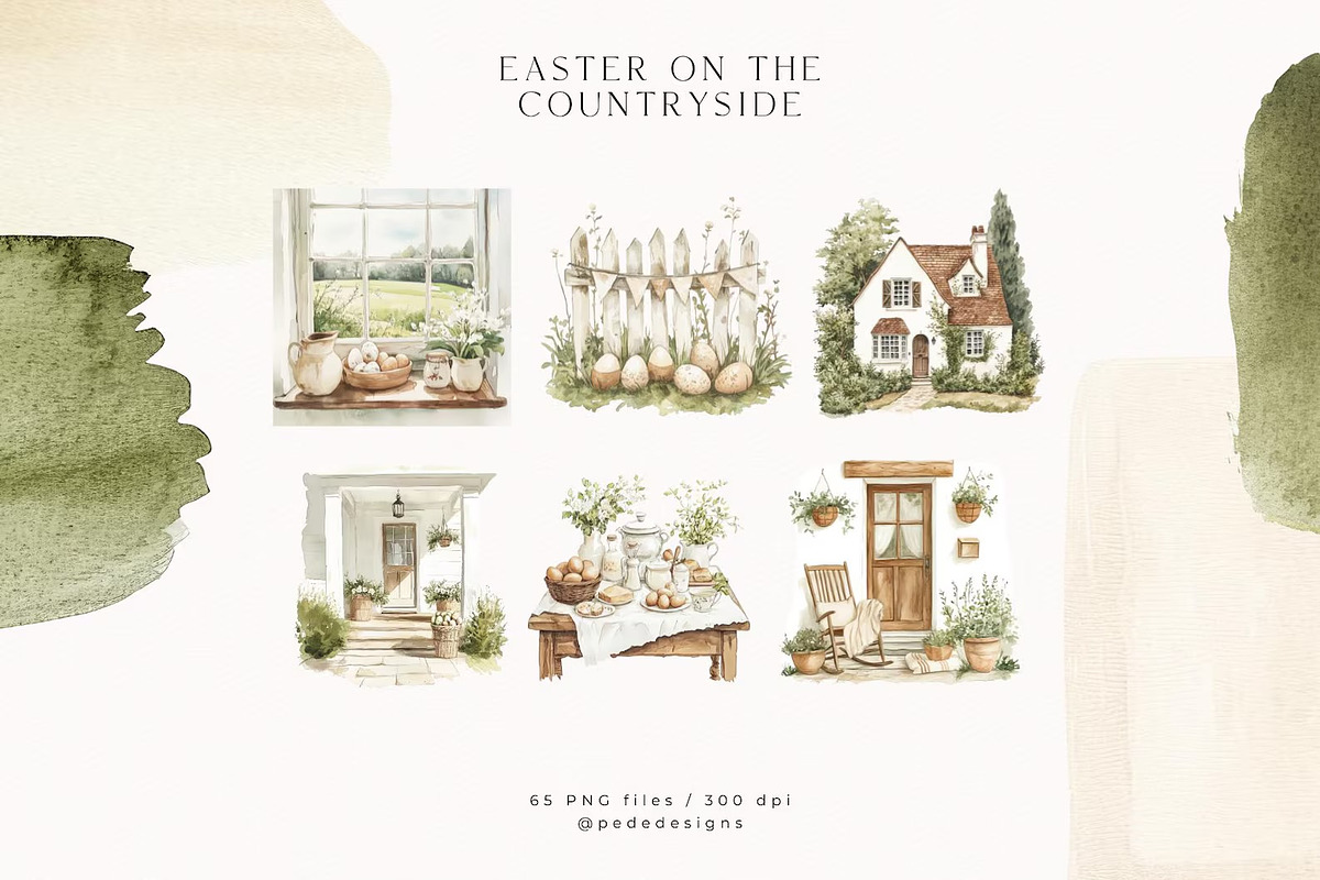 Easter On The Countryside, a Seasonal Illustration by PeDe Designs