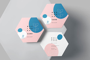 Hexagon Shape Business Cards Mockups