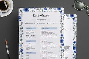 Floral Watercolor CV Template / G