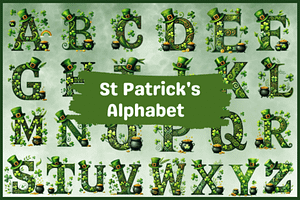 St Patrick's Alphabet Clipart, a Decorative Illustration by Dizzy Art Studio