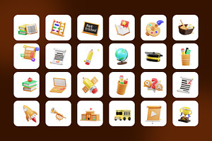 Education 3D Icons Set