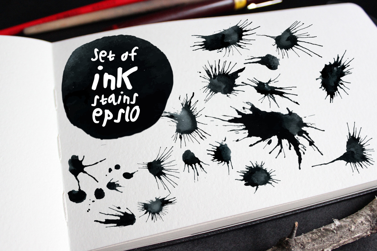 Set of ink stains., an Illustration by KatBranchArt