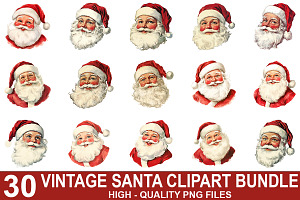 Vintage Santa Clipart Bundle, an Illustration by crative8112