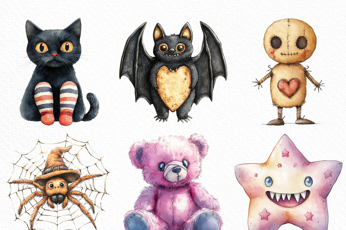 Watercolor Cartoon Goth Clipart, an Illustration by Craft Nest (Photo 5 of 6)