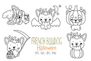 Halloween French Bulldog Coloring, an Animal Illustration by ArtVarStudio (Thumbnail 1 of 4)