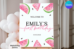 One in a Melon Welcome Sign Banner, an Invitation Template by Digital_Mind