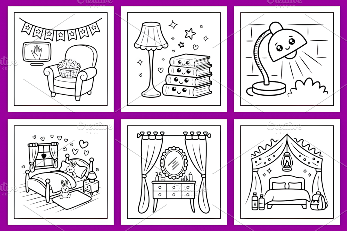 Bold Easy Cozy Kawaii Room Coloring, an Animal Illustration by Ink Gallery (Photo 3 of 4)
