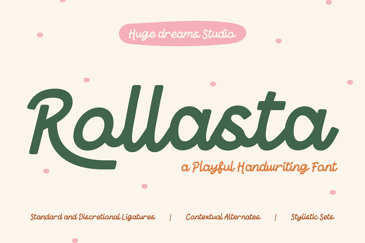 Rollasta – Fancy Script Font, a Script Font by Huge Dream Studio (Photo 1 of 9)