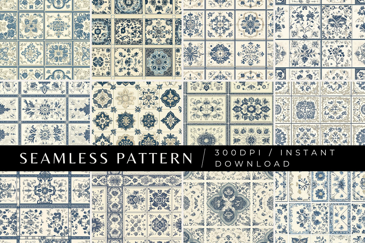 12 Persia's Blue Mosaic Patterns, a Pattern Graphic by Inknfolly (Photo 1 of 7)