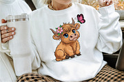 Cute Cartoon Highland Cow Butterfly, an Illustration by Sublimation Artist (Thumbnail 9 of 9)