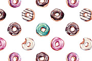 Donuts. Watercolor illustrations., a Food Illustration by Olga Olmix (Thumbnail 6 of 7)
