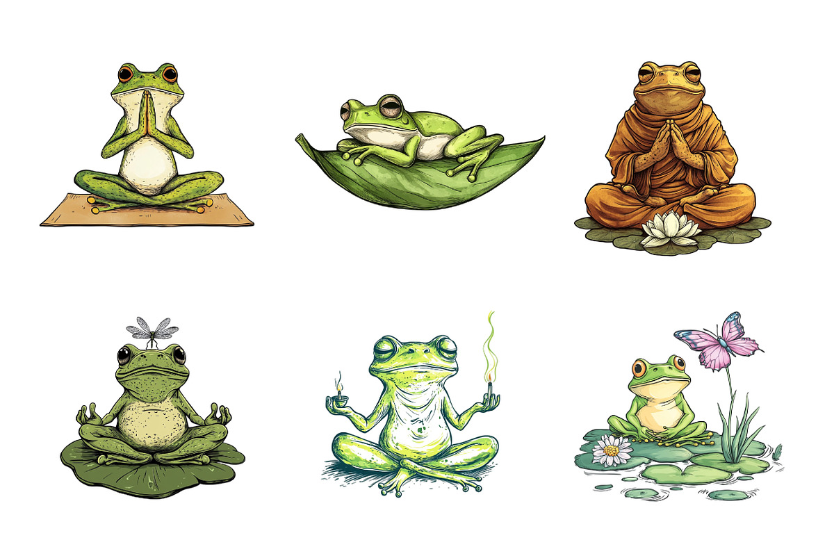 YOGA Frog Sublimation Clipart, an Illustration by CreationArt (Photo 4 of 5)