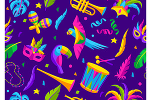 Carnival Party Seamless Pattern With