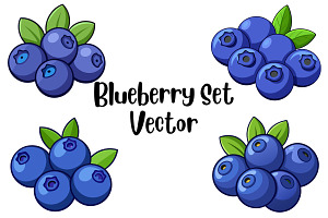 Blueberry Set Vector, a Food Illustration by Awieee1