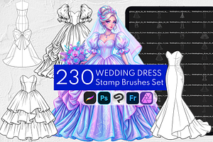 230 Wedding Dress Stamp Brushes