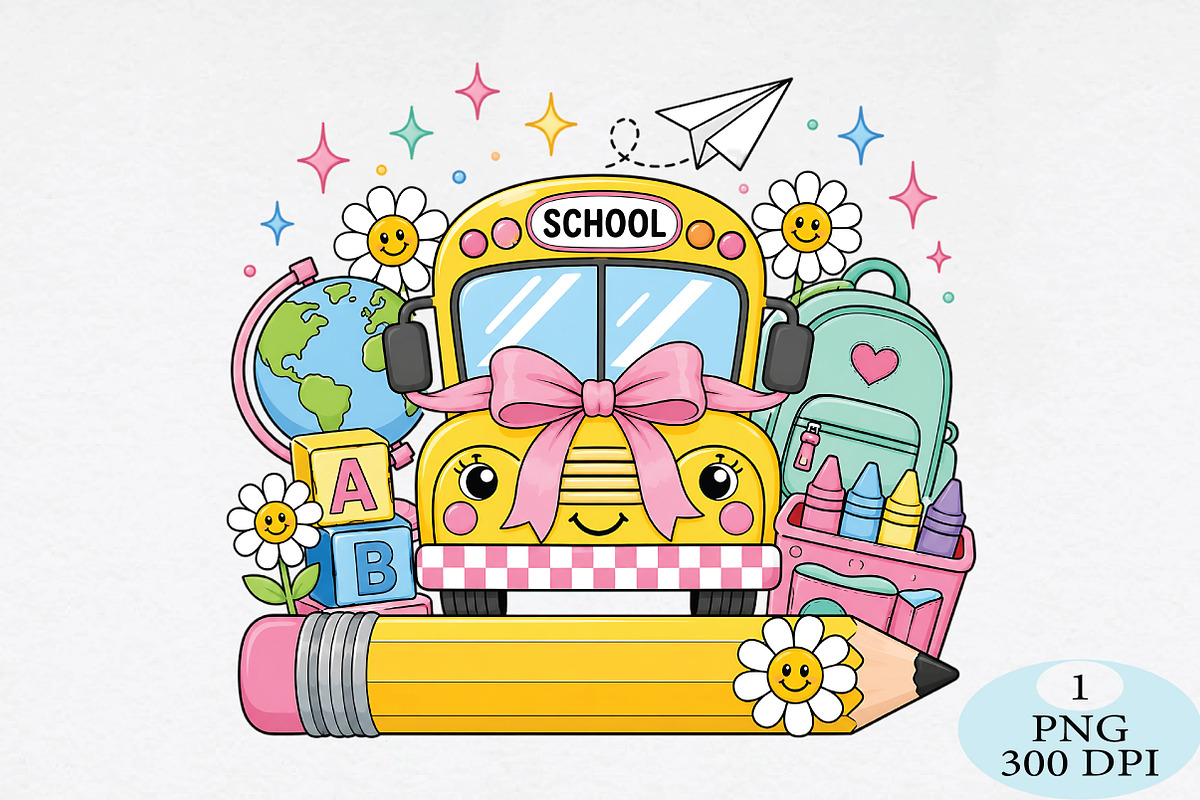 Cute Back to School Bus PNG, a Seasonal Illustration by Daily.Designs (Photo 1 of 5)
