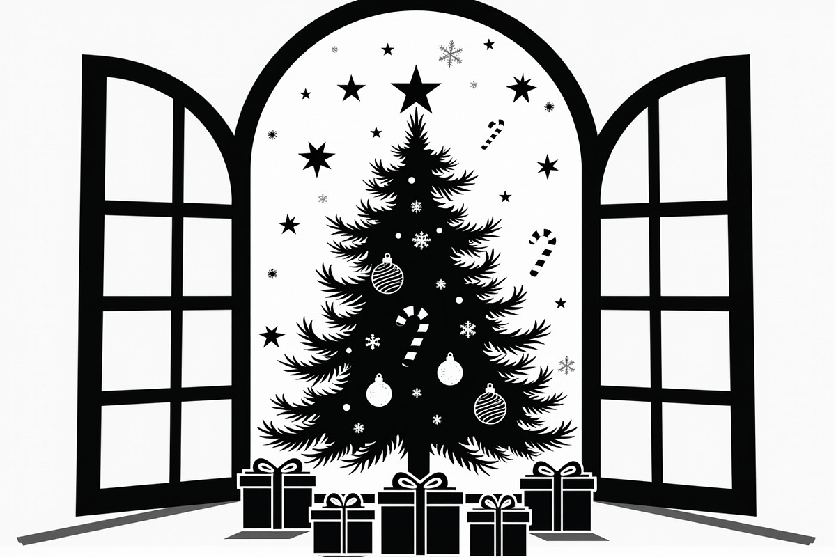 Festive Christmas Tree Silhouette Se, an Illustration by BIPLOB EXPERT (Photo 6 of 20)