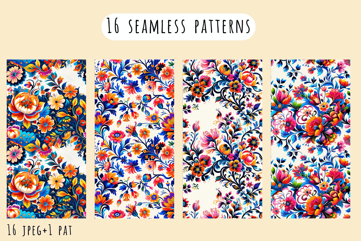 Vivid Folk - Floral Patterns, a Pattern Graphic by Art Sproot (Photo 6 of 11)