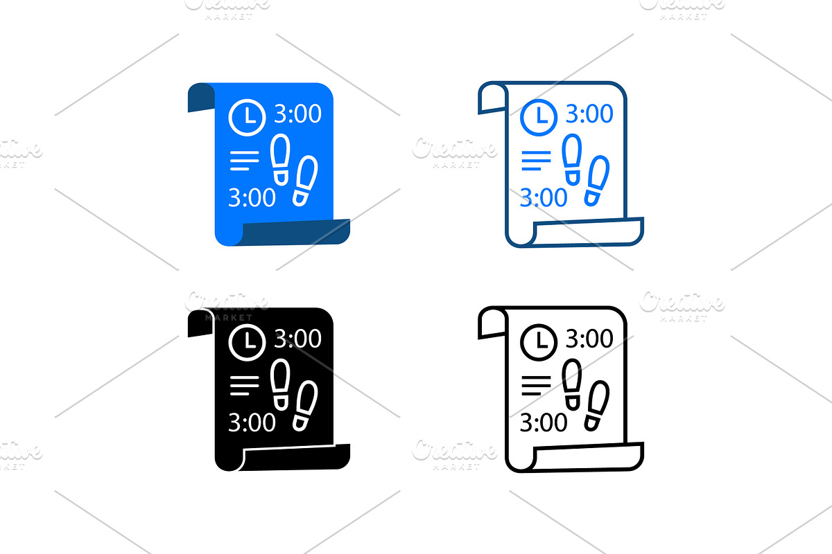 3:00 Timer Clipboard Icon Set Pack, a Solid Icon by Design Store (Photo 2 of 2)